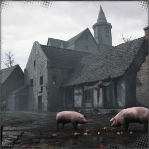 A small pig farm, in the town