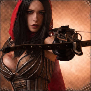 The woman with the dual hand crossbows