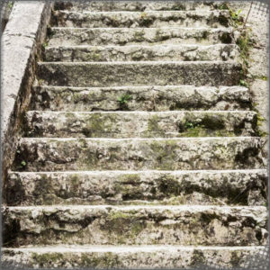 Stairs leading up the way to another room